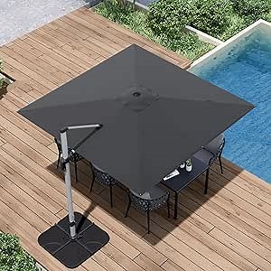 Amazon.com : paramondo 9FT Outdoor Cantilever Offset Patio Umbrella, 360° Rotation Hanging Shade for Garden, Deck, Backyard, Pool, Beach, Grey : Patio, Lawn & Garden