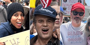 Which celebrities attended or supported the 'No Kings' mass protests against Trump?