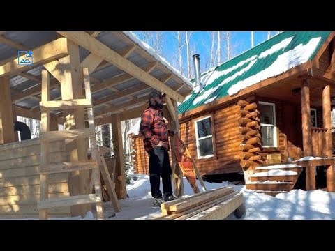 Start to finish building an Outdoor Kitchen on an Off Grid Homestead,Encounter ￼Wolves,Moose,Bear.