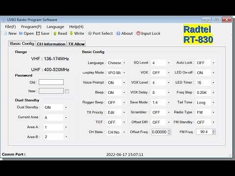 Radtel RT-830 Radio Station Software