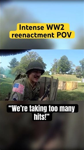 At first we weren’t taking enough hits 😅 | WW2 reenactment #dday #history #shorts