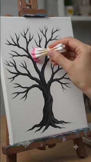 Genius Q-Tip Painting Hack! Cherry Blossom Tree 🌸✨