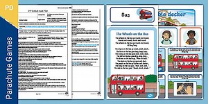 EYFS The Wheels on the Bus Parachute Activity Adult Input Plan and Resource Pack