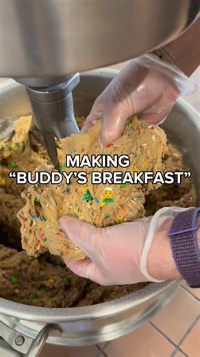 640K views · 19K reactions | Buddy the Elf would 1000% approve of this one.  All the chaotic Christmas morning energy of Buddy the Elf’s breakfast… packed into one cookie. Syrup-lovers, sugar fiends, this one’s for YOU. Would you try it?  #trexcookie #cookies #foodie #christmascookies #elf #buddytheelf #holidaytreats #smallbusiness #localbusiness #dessertlover #sweettooth | T-Rex Cookie Company, LLC | Facebook