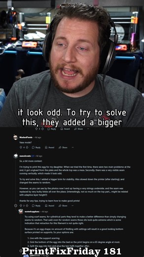 3D Musketeers on Instagram: "Blobby Egg See the episode this was cut from here: https://youtu.be/Qh_yau8EGTw #printfixfriday #printfixbites #3dprinting #bambu #bambulab #randomseam #3dprintingtips"