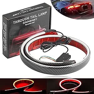 AUTOXBERT LED Brake Light Strip, 43inch Universal Red & Amber Sequential Car Third Brake Light Strip, DC 12V Waterproof High Mount Stop Brake Light for Vehicles Trucks Cars