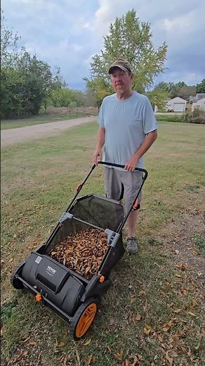 Vevor Lawn Sweeper to pick up leaves, debris, grass clippings, pine cones, pine needles and more