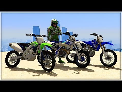 GTA 5 MODS - REALISTIC MOTORBIKES - YAMAHA YZ125F, KAWASAKI KX250F & HUSQVARNA 501 (GTA V PC MODS)