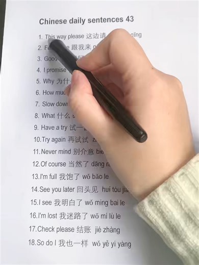 Daily Chinese Sentences for Language Learners