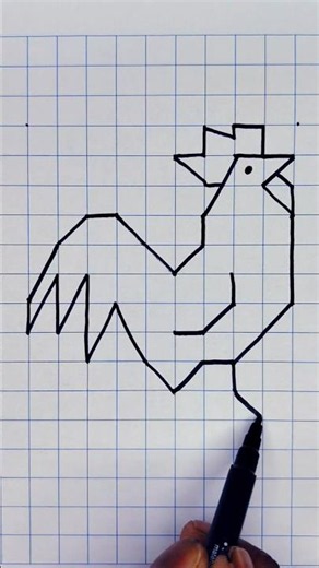 Rooster with One Line 🐓✏️ | Easy Line Art Drawing #shorts