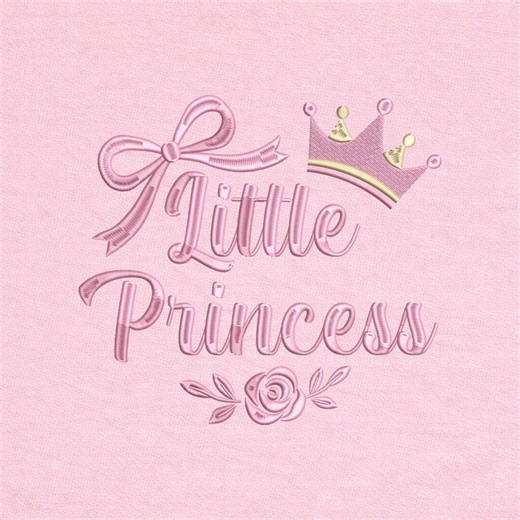 Little Princess Embroidery Lettering Design Crown Ribbon Script Elegant Nursery Digital File - Etsy