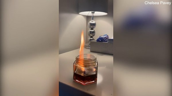 Explosive moment Primark candle erupts into flames