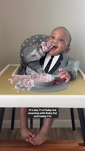 Messy but Fun: Baby Led Weaning with Yogurt & Raspberries