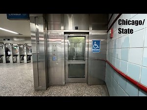 Glass Hydraulic Elevator at the Chicago CTA Station Northbound Platform