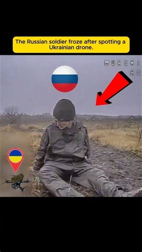 The Russian soldier froze after spotting a Ukrainian drone #shorts #war