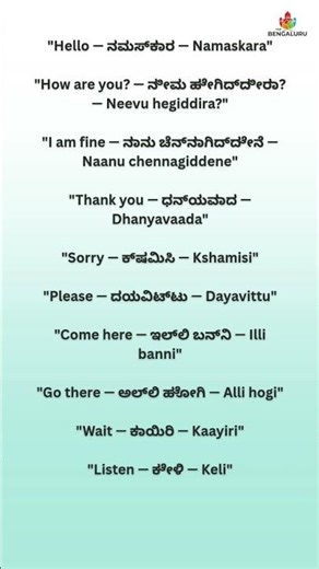 Basic Kannada phrases for beginners #kannada #learnkannada #shorts