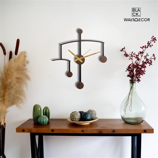 Lines Circles Wooden Unique Wall Clocks, Large Living Room Designer Clock, 20 İnches Clock - Etsy