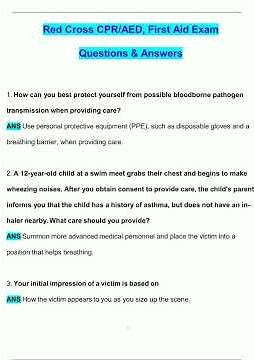 American Red Cross First Aid and CPR AED Test Latest 2025 2026 Update Questions and Verified Answer