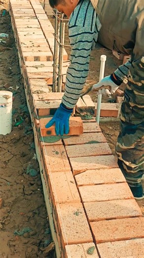 Brick Wall Construction work process | Brick Laying Method #brick #brickwall #shorts