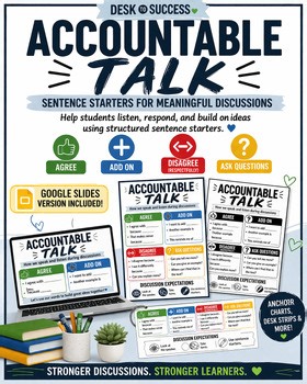 Accountable Talk Sentence Stems | Discussion Skills Slides, Anchor Charts & More