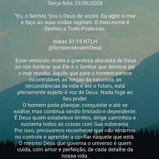 EU SOU O SENHOR, E TUDO ESTÁ EM MINHAS MÃOS. LEIA O TEXTO NO INSTAGRAM @fortalecidosemDeus