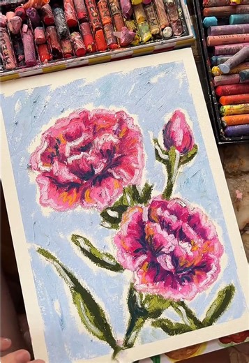 Drawing the January Birth Month Flower: Carnation in Oil Pastel