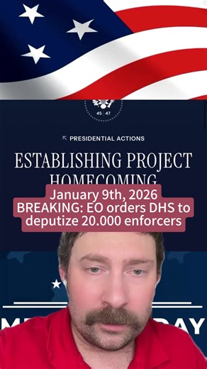 BREAKING: “Establishing Poject Homecoming,” a Presidential Proclamation (similar to—but less legally formal than—an Exexutive Order) authorizes DHS to deputize 20,000 enforcers. Is so broad that these enforcers could be private security or even random private citizens deputized by Homeland Security to go around enforcing immigration orders — #immigrants #usnews #immigrationlaw #viral #fypシ #deputy #fyp #theplanker #tiktok #foryoupage #enforcer #storytime #foryou #executiveorder #security #dhs
