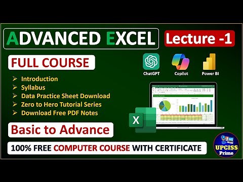 Advanced Excel Full Course Playlist in Hindi | Microsoft Excel Tutorial for Beginners | Lecture 1