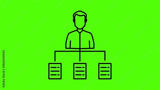 Hierarchical Organization: A simplified graphic illustration representing the organizational structure, with an individual at the top, directing multiple tasks.