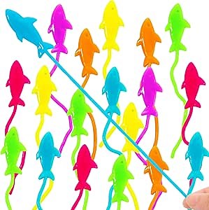 HLARTNET 50 PCS Sticky Shark Toys for Kids, Stretchy Shark Gifts Bulk, Ocean Under Sea Themed Favors Goodie Bags Stuffer, Classroom Prizes Students Rewards