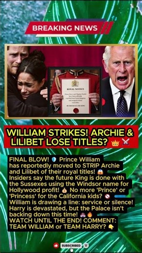 WILLIAM’S REVENGE? 🛡️ The Real Reason Archie & Lilibet Lost Their Crown! 👑📜