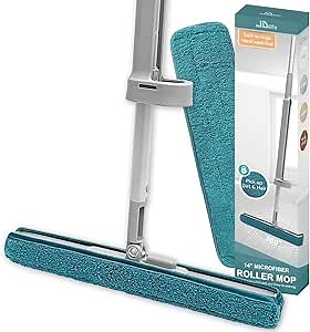 Household and Commercial Cleaning Microfiber Roller Mop- Cleaning System with 14-Inch DUST MOP with Reusable Pads, 360-spin Mop Head for Tile, Marble, Hardwood Floors Cleaning