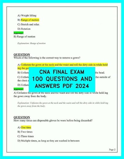 CNA Final Exam: 100 Questions & Answers to Pass Your 2024 Certification on the First Try