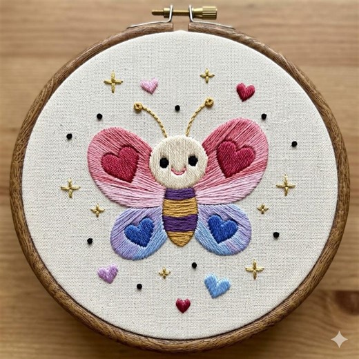 Heart Butterfly Garden Embroidery Design, Cute Butterfly Hand Embroidery Pattern, Love Butterfly Embroidery Design PDF Download - Etsy