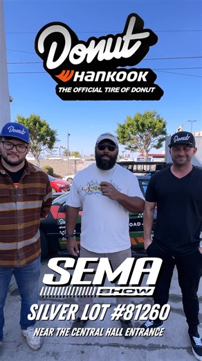 7.2K views · 43 reactions | Donut Media will be joining us at SEMA! They’ll be filming a live podcast & doing some merch giveaways, so come by and say hi! | HankookTireUSA | Facebook
