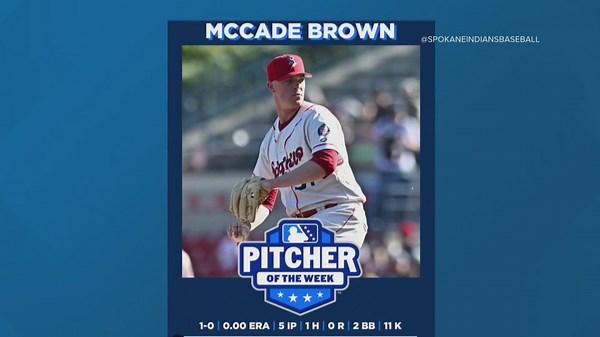 Spokane Indians starting pitcher McCade Brown named Northwest League Pitcher of the Week