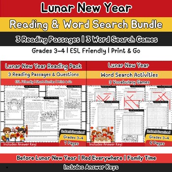 Lunar New Year Reading & Word Search Bundle | Grades 3–4
