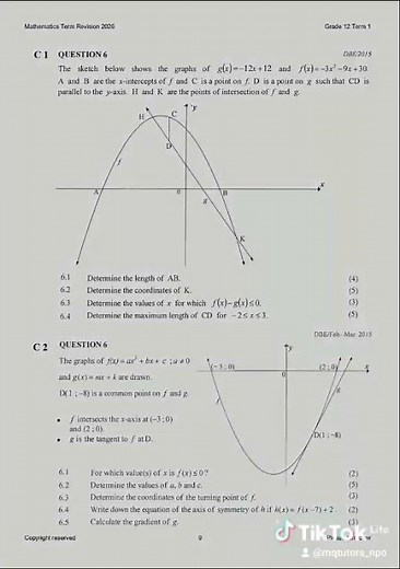 Grade 12 Mathematics Term 1 revision