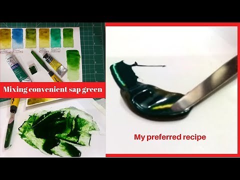 Mixing green watercolor paint : My formula for a convenient sap green