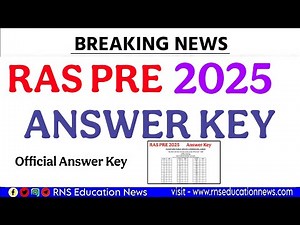 RPSC RAS Pre 2025 Answer Key/ras 2025 answer key /Ras Pre 2025 cut off/RAS आंसर की जारी-ras cut off