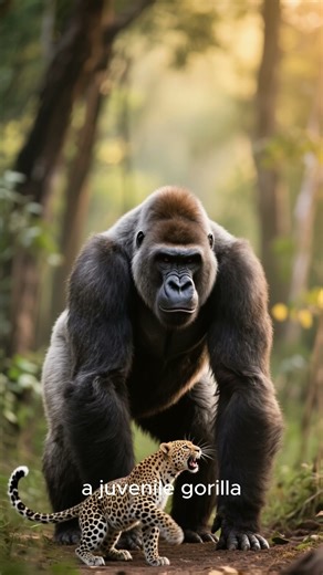 Gorilla vs Leopard 🦍🐆#Gorilla #Leopard #Wildlife #Shorts