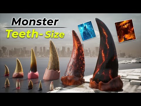 Monster Teeth Size Comparison | 3D Animation | Godzilla vs Balrog vs Bloop