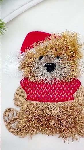 Fluffy Santa Bear #christmasembroidery #christmasanimals #bear #teddybear