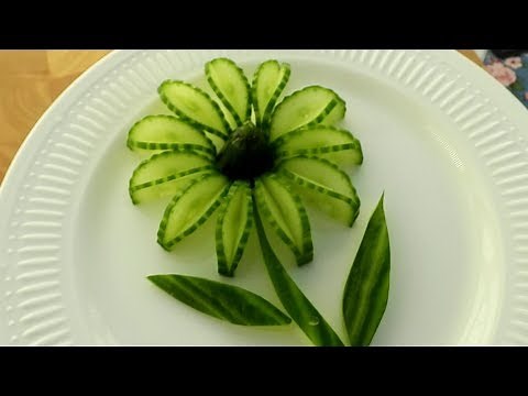 3 Simple Cucumber Flower Design - Fruit & Vegetable Carving - Cutting Garnish
