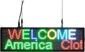27"x7.6" P5 Two Line Texts Ultra Bright Programmable LED Sign Window Hang RGB 7 Color Display Open Welcome Shop Name Promotion