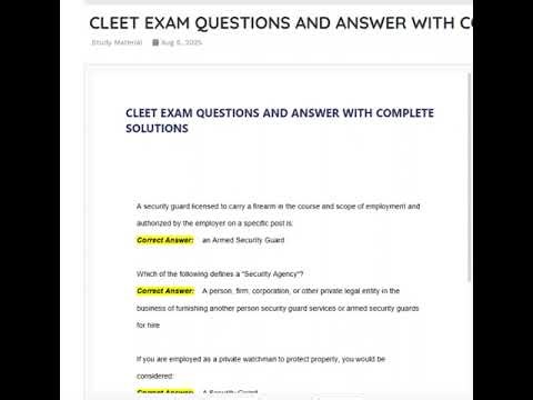 CLEET EXAM QUESTIONS AND ANSWER WITH COMPLETE SOLUTIONS