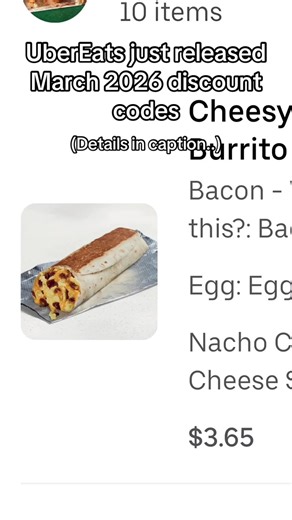 Ubereats March Discount Codes (2026) 1️⃣ 🍗 40% Off — MEALS40 Took a decent chunk off one order. Doesn’t always hit though. 2️⃣ 💳 $500 Ubereats Credit — once per account ⭐️ Found this on Uberbites.store There’s an explanation there. 3️⃣ 🍔 50% Off — GRUB50 Almost half off if it applies. I usually test this one first. 4️⃣ 🍟 25% Off — MAR25 Around a quarter off sometimes. Worth trying before checkout. 📌 Save this so you don’t forget next time you’re opening the app 📤 Send it to whoever’s order