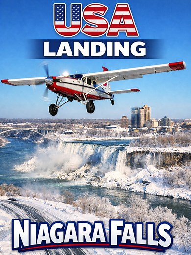Experience a Pilatus PC-6 Landing at Niagara Falls in Winter
