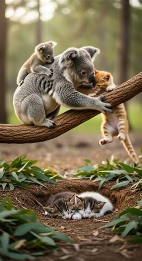 Koalas move SLOW... until they saw this hanging Kitten!!!!!!! 🐨⚡️ #Shorts #cat #wildlife #kindness