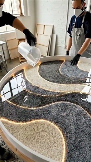 DIY Glowing Resin Table (Wait for the end!) ⛺✨ #Shorts #ResinArt #EpoxyTable #DIYFurniture